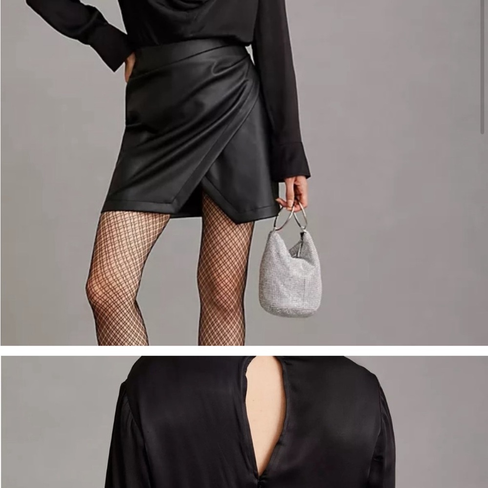 Anthropologie Maeve plunge leather dress size 0